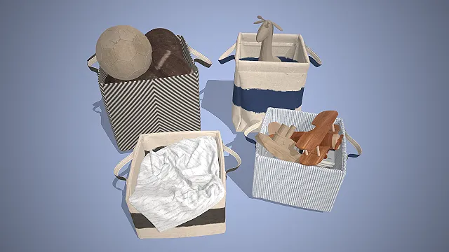 棉麻布艺收纳筐  撞色设计  木质玩具  家居收纳套装