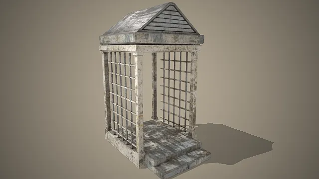 金属框架  装饰亭  场景道具  破损纹理