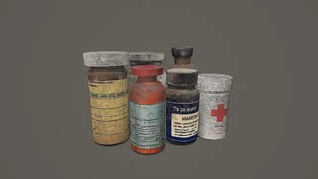 废土风格老旧医疗药剂组合3D模型