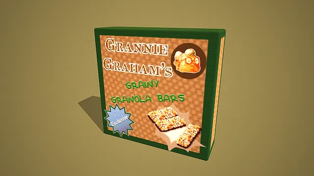 复古风奶奶牌谷物能量棒包装盒 3D 场景装饰模型