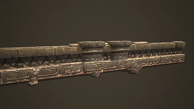 古风纹案石质长栏场景组件 3D 模型