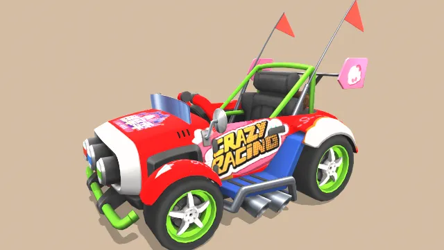 卡通风格化热力小车赛车汽车跑车模型