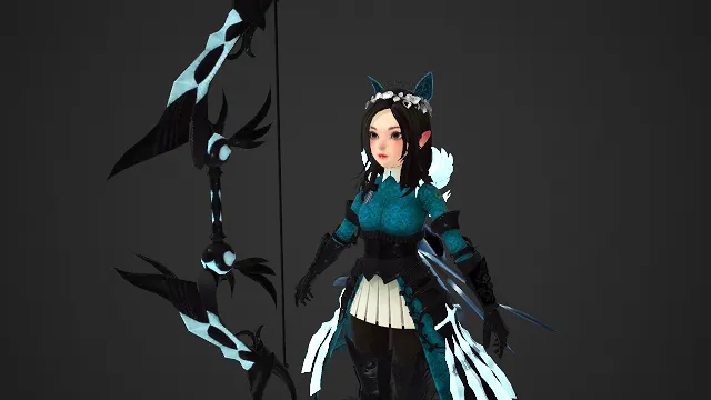 猫耳发箍  奇幻角色  羽片装饰  萌系少女  暗黑奇幻风格