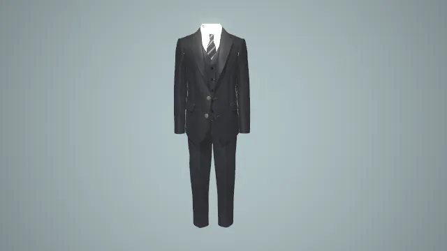 衬衫马甲 西装裤子 条纹领带 欧版西装 套装 服饰 pbr模型