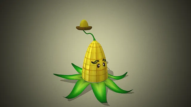 《植物大战僵尸》里 “玉米投手” 的3D模型
