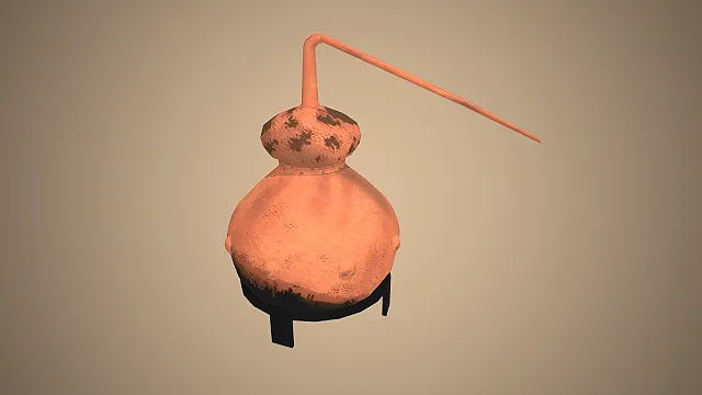 铜制蒸馏器  炼金术装置  做旧铜锈  化学实验装置