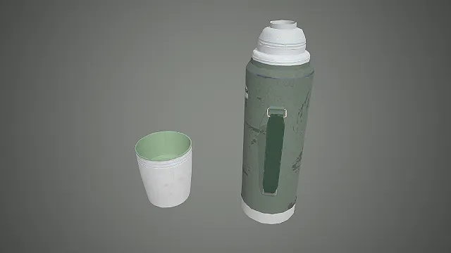 做旧军绿色保温壶  