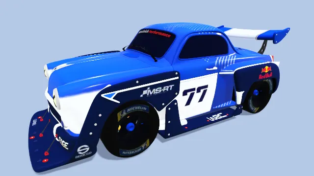 莫斯科蓝色赛车带有77数字标记的跑车汽车