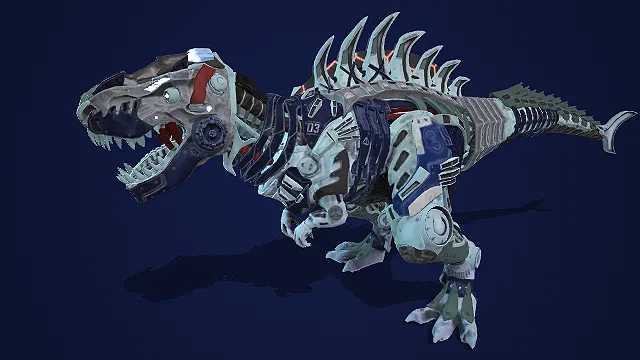 蓝银机甲霸王龙：沧脊寒芒科幻机械恐龙模型