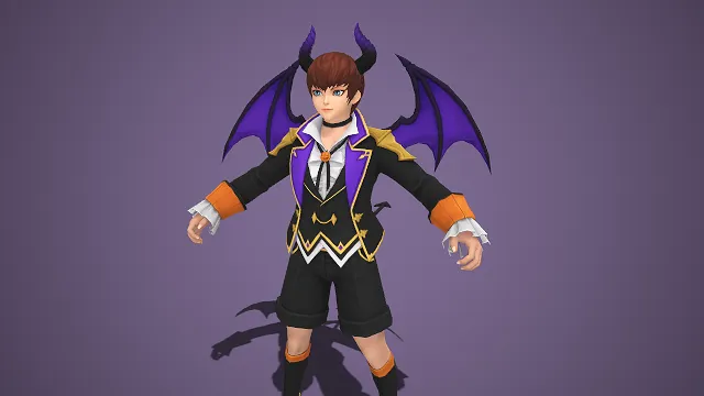 恶魔风  紫翼黑角  哥特风  紫黑撞色  带翼少年  恶魔元素  恶魔装扮