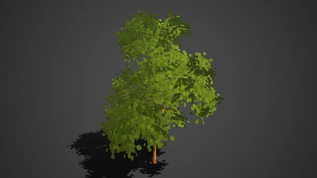 仿真乔木  浅棕色单树干  绿色叶片  清新鲜活  景观装饰  场景搭建  简约自然