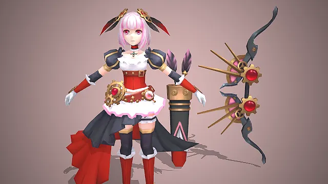 少女弓箭手  洛丽塔战裙  宝石镶嵌  机械弓