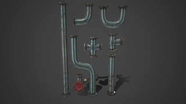 工业风格  金属管道组件   长直管道  90 度弯  U 型管  三通  四通接  