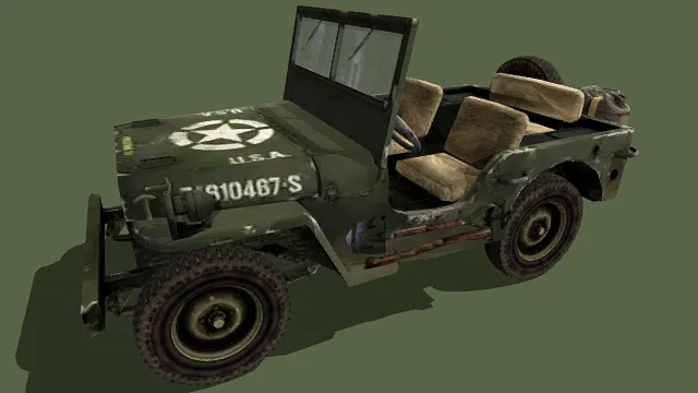 3D卡通风格军用吉普车模型，创意设计（3D车辆、卡通风格、军事风，汽车设计主题）