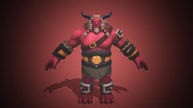 魔王  红皮牛角巨兽  游戏 BOSS  粗犷部落风