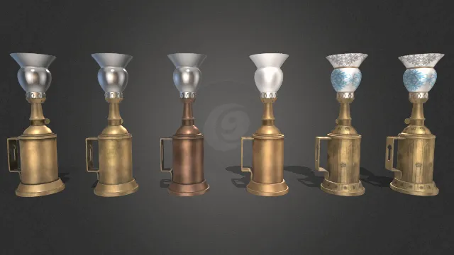 铜制灯架玻璃灯罩1800年代煤油台灯家具