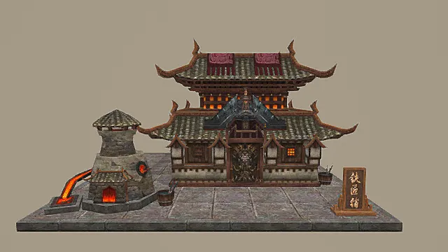 古风中式“铁匠铺”建筑3D模型