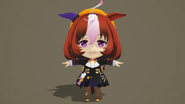 3D卡通风格红紫黑系Q版万圣节角色模型，创意设计（3D角色、卡通风格、万圣节Q版奇幻风，角色设计主题）