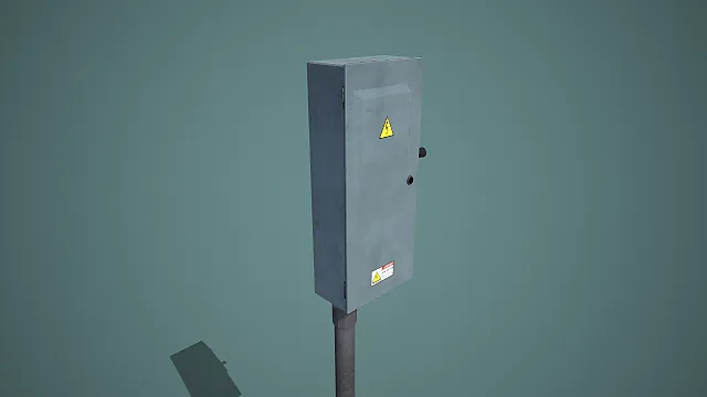 户外立柱式高压配电箱 3D 模型 工业电气柜场景道具资产