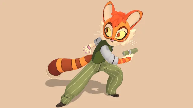 风格化人物小熊猫角色动画模型