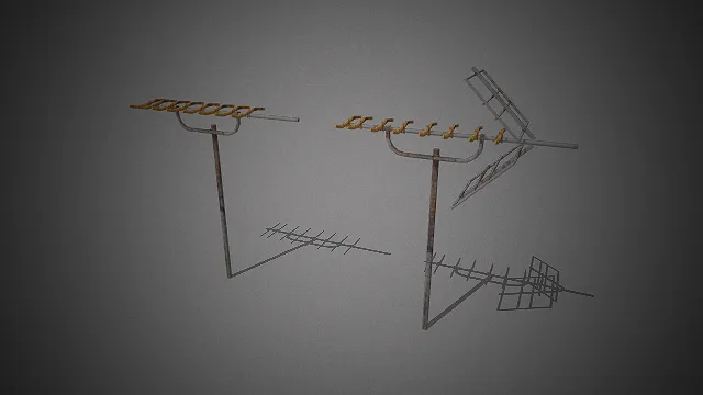 一套写实风格的复古电线杆3D模型