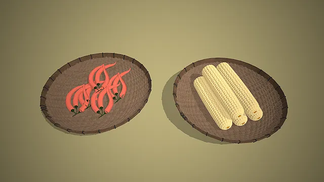 竹编簸箕  红辣椒  农耕生活  乡村民俗