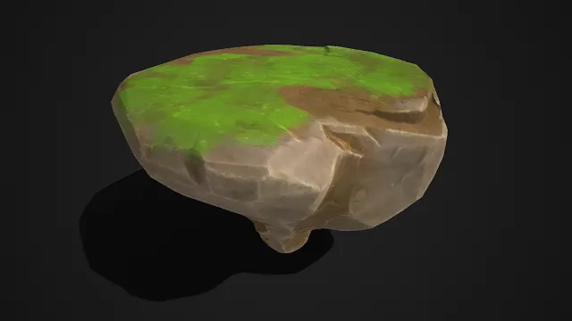 奇幻风格  浮空岩石  绿色苔藓  悬空形态  自然  仙境布景  底部小支点  3D 模型  斑驳