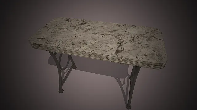 一款复古风格的折叠餐桌3D模型