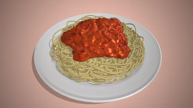 一个写实风格的常见意式主食肉酱面的模型