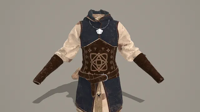 3D卡通风格复古服饰模型，创意设计（3D服装、卡通风格、复古奇幻风，服饰设计主题）