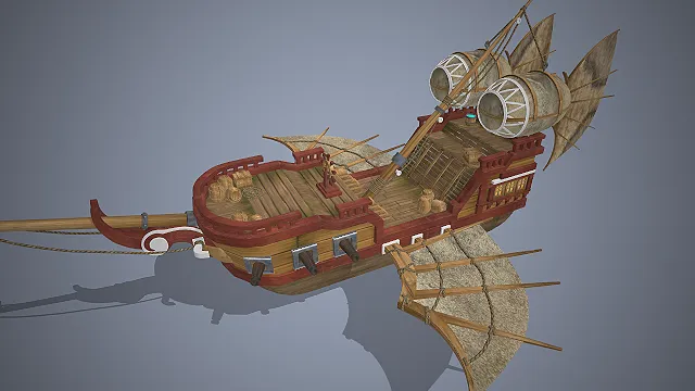 奇幻风格飞空艇  场景模型  航海主题  飞行载具