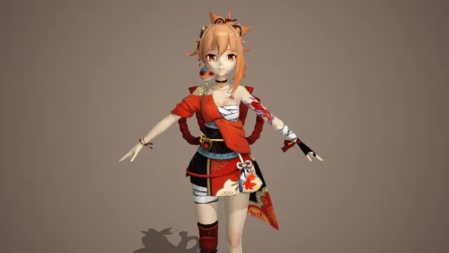 宵宫_ 原神角色模型 3D卡通二次元游戏素材