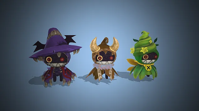 奇幻风格  玩偶  紫色巫师帽  手工质感  蝙蝠翅膀