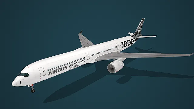 空客 A350-1000 黑白标识宽体民航客机 3D 模型