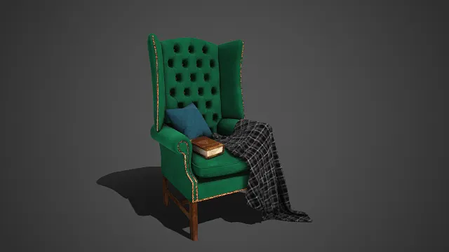 复古风格  翼背椅  软包材质  纽扣设计  格纹毯  家居