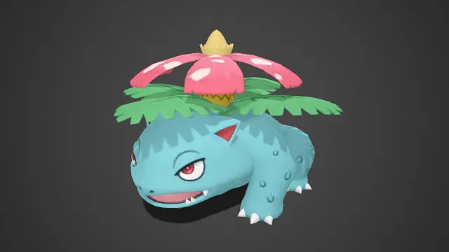 宝可梦  妙蛙花  草系精灵  卡通风格  萌系  粉白斑点的大花