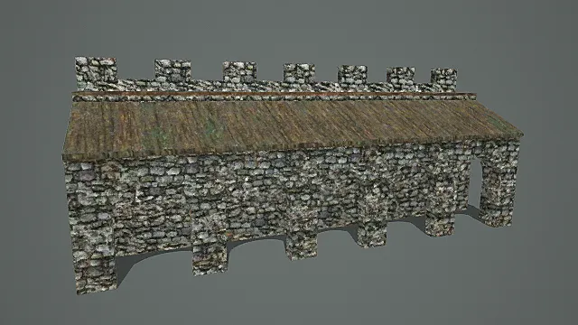 复古石砌带垛口建筑3D模型