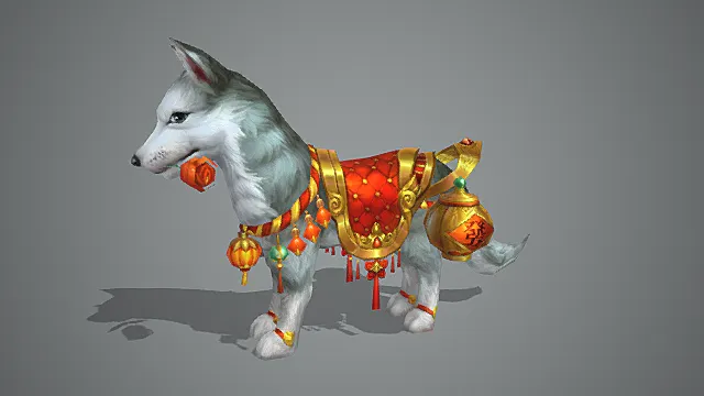  仙侠新春场景 新春瑞犬坐骑模型