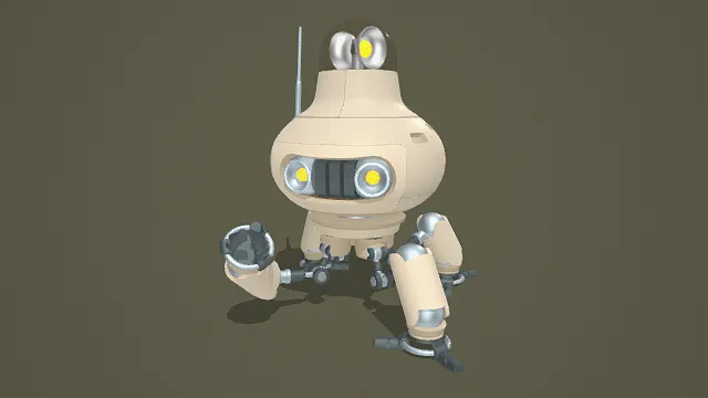 3D卡通风格警用小助手机器人模型，创意设计（3D机器人、卡通风格、写实风，物品设计主题）