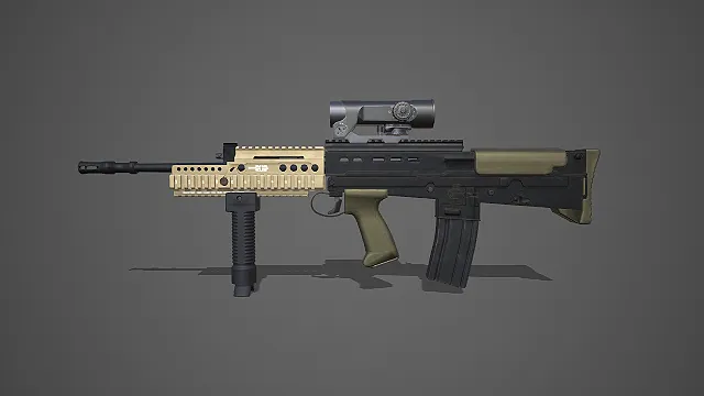 L85 系列战术改装步枪带光学瞄具与垂直握把写实枪械 3D 模型