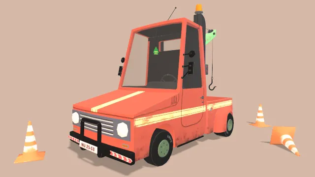 卡通风格化救援车模型货车汽车