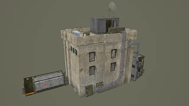 复古做旧混凝土工业建筑（含通讯与附属设施）3D模型