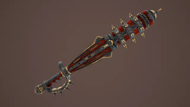 3D卡通风格奇幻狼牙棒武器模型，创意设计（3D武器、卡通风格、奇幻风，武器设计主题）