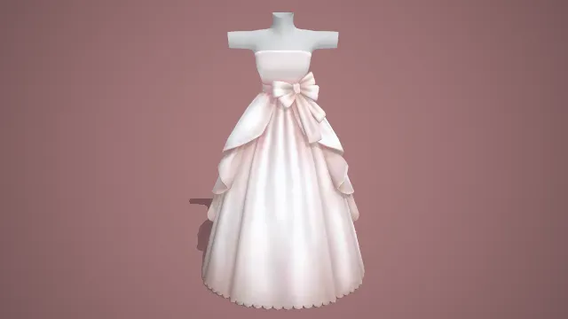 褶皱蝴蝶结裙装模型 褶皱 蝴蝶结 裙装 3D