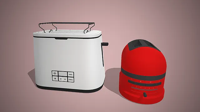 两款面包机的3D模型，用于制作面包的厨房小家电