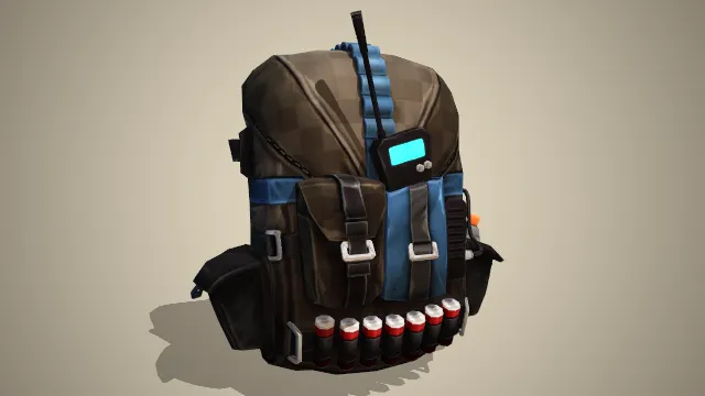 棕色装备背包挂有小型显示器一排子弹水杯
