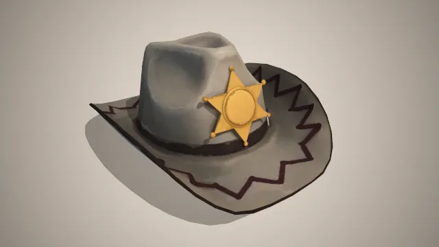 米白色牛仔帽红线做帽边装饰有六角星标志