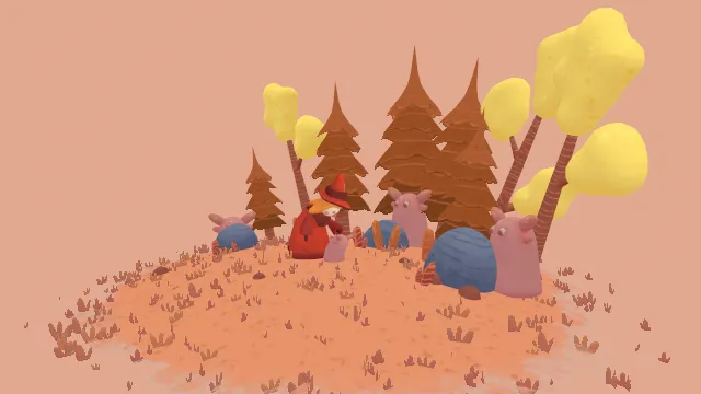 一个戴着红色连帽衫的女孩场景树林