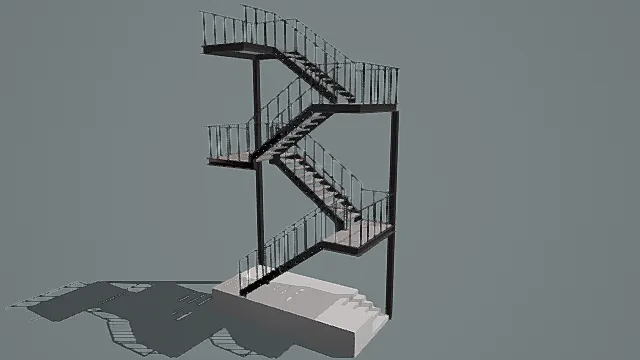 现代工业风黑色金属螺旋楼梯3D模型