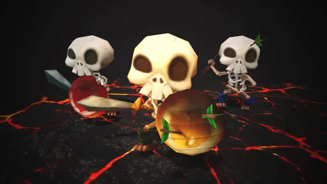 骷髅骨架小队冲锋动画岩浆场景